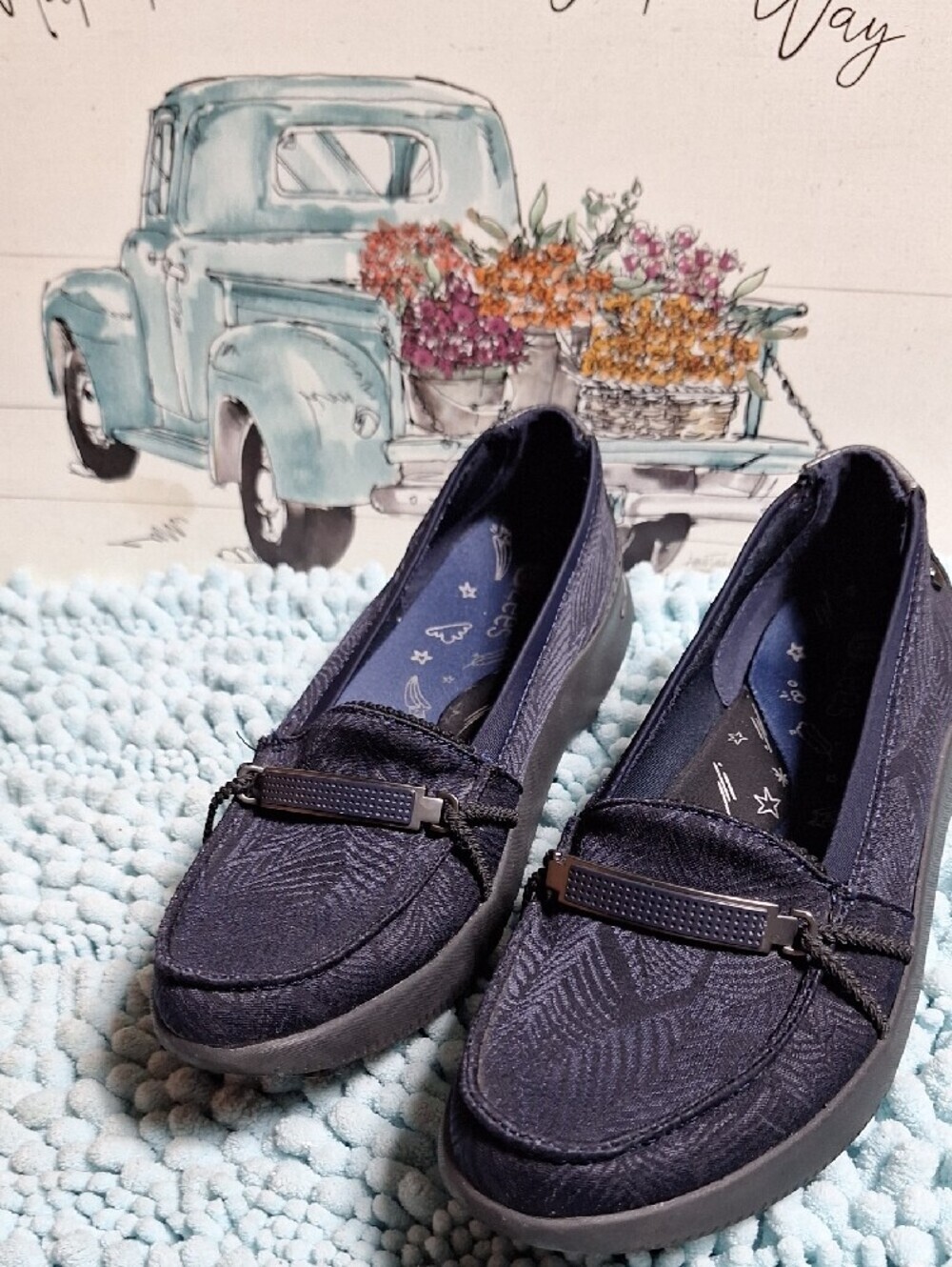 Bzees Navy Slip-On Casual Loafers for Women - Picture 2 of 5